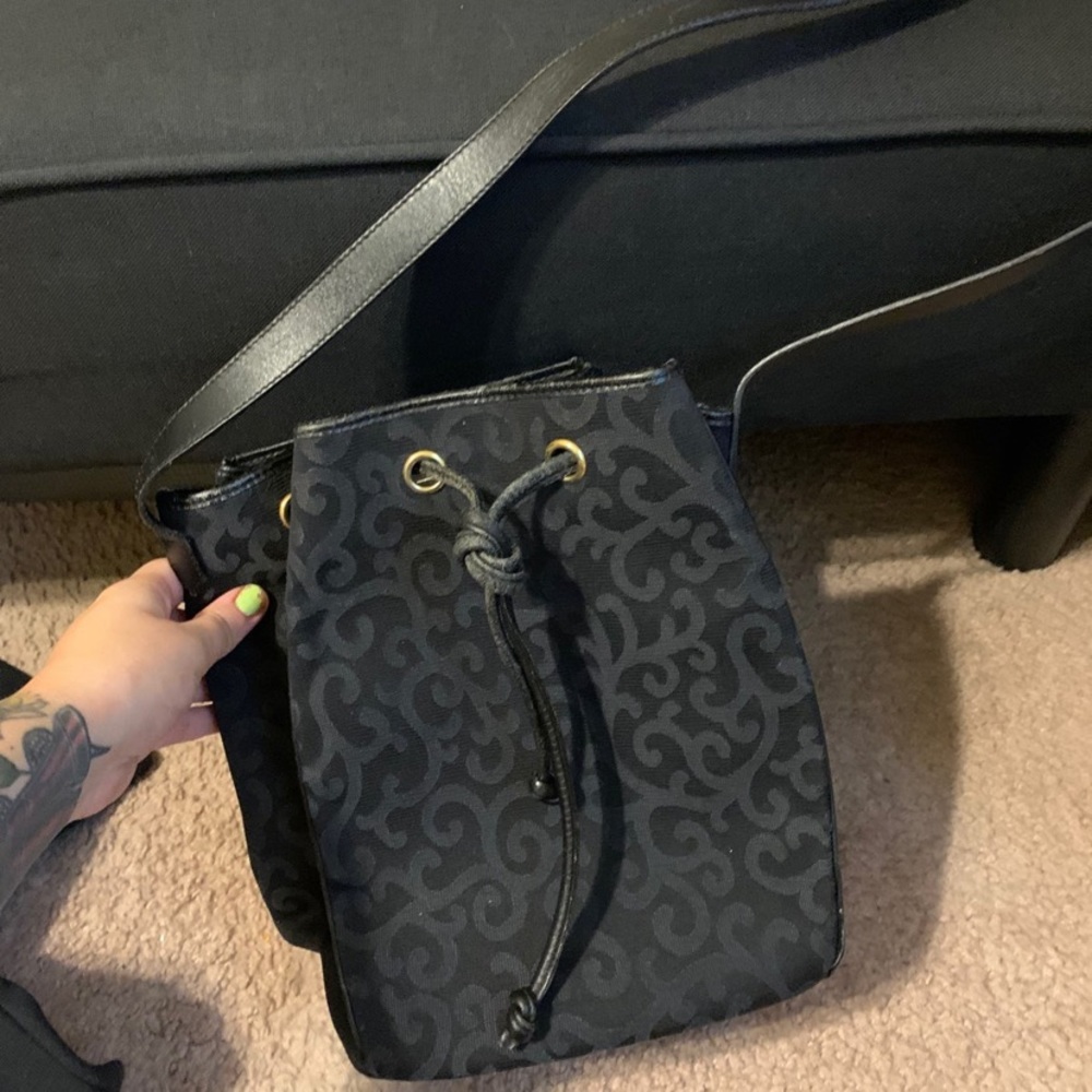 Vintage yves saint laurent purse ARABESQUE CANVAS HEART LOGO DRAWSTRING SHOULDER